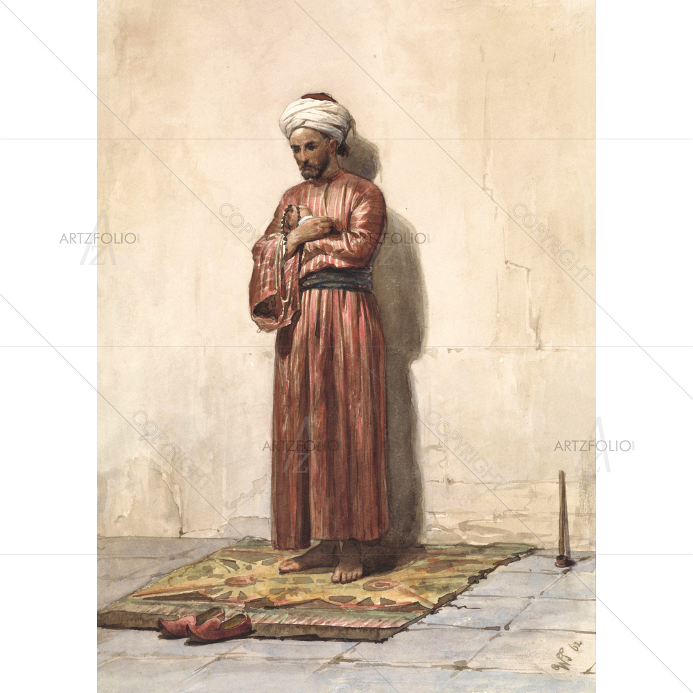 Standing Egyptian with Prayer Beads, Willem Testas, 1862 — Devotional custom art by ArtzFolio