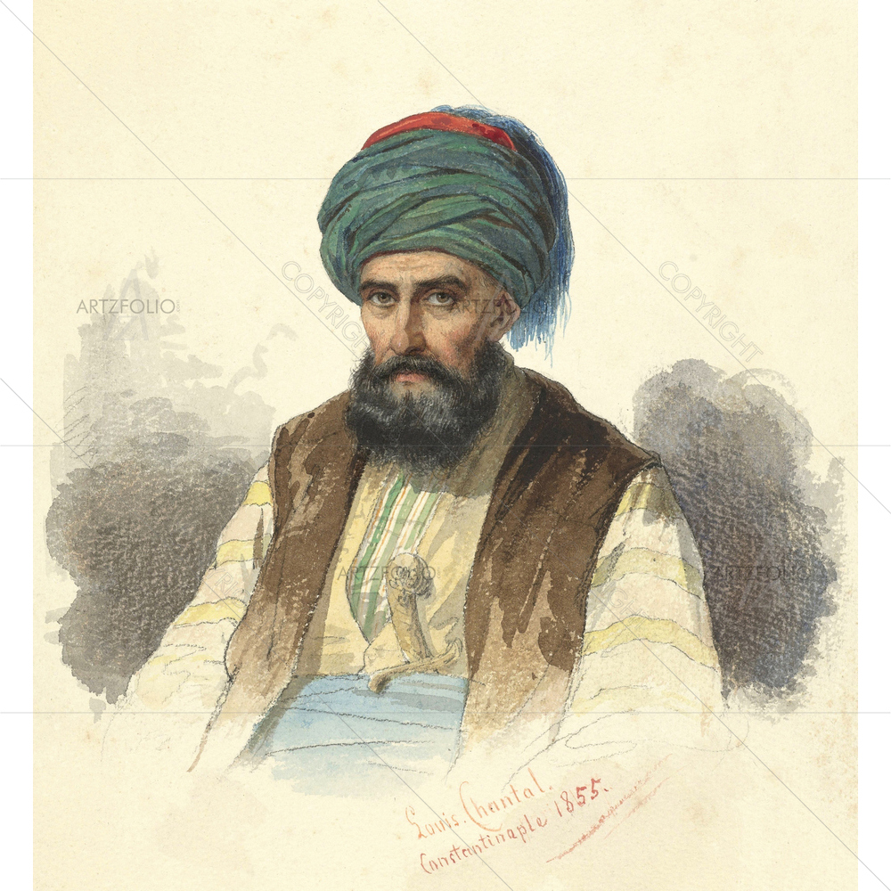 Seated Turk with Dagger in his Belt, Louis Chantal, 1885 — Ancient custom art by ArtzFolio