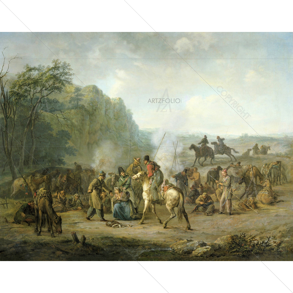 Cossack Bivouac, Louis Moritz, 1813-14 — Landscapes custom art by ArtzFolio