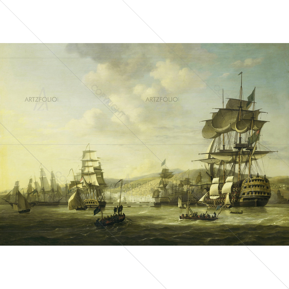 Anglo-Dutch Fleet in Bay of Algiers, Nicolaas Baur — Devotional custom art by ArtzFolio