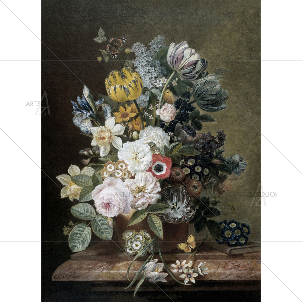 Still Life with Flowers, Eelke Eelkema, 1815-39 — Botanical custom art by ArtzFolio