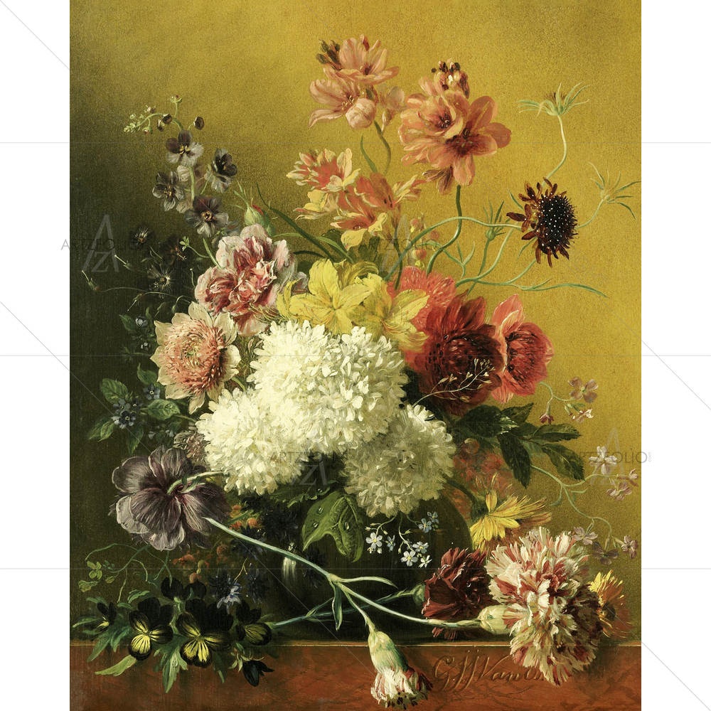 Still Life With Flowers, Georgius Johannes, 1820-61 — Botanical custom art by ArtzFolio