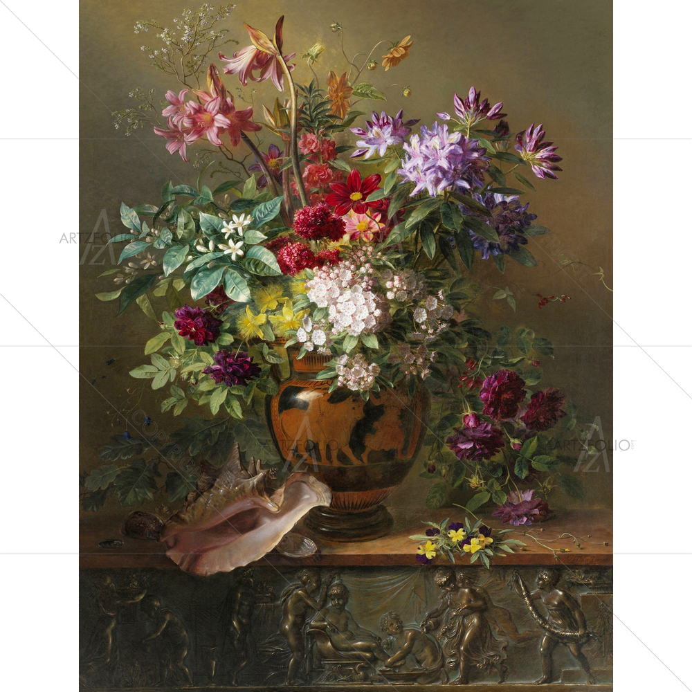 Still Life with Flowers, Georgius Jacobus, 1817 — Botanical custom art by ArtzFolio