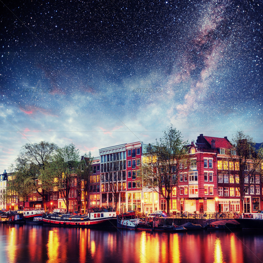 Night View, Amsterdam D5 — Devotional custom art by ArtzFolio