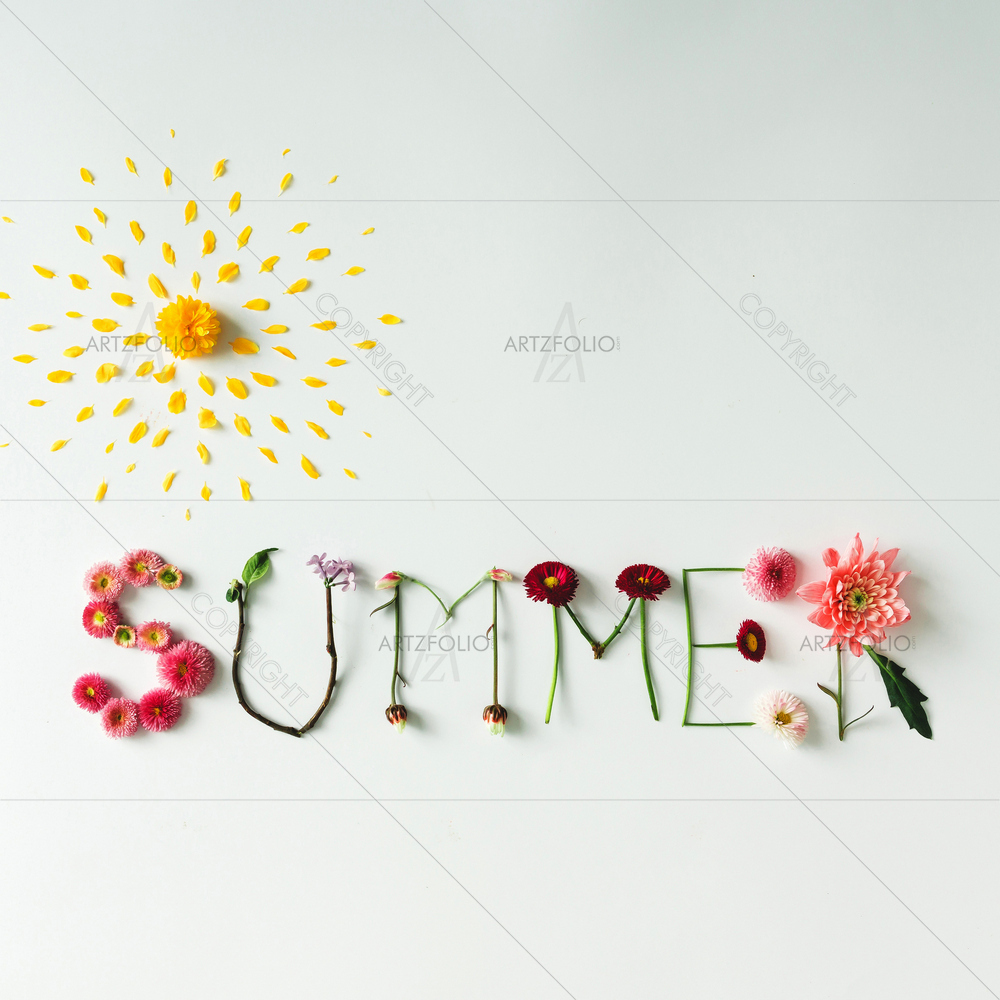 Word Summer Made of Flowers — Botanical custom art by ArtzFolio