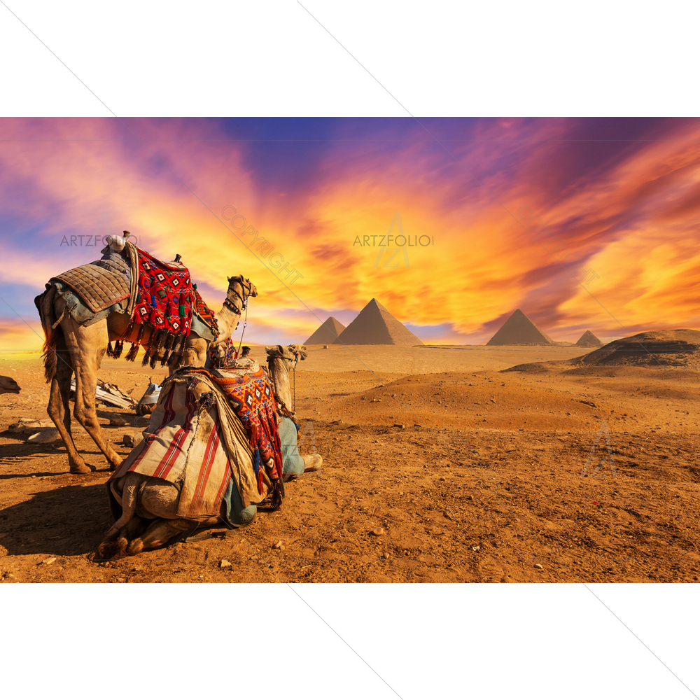 Pyramids of Giza, Egypt D1 — Fluid marble custom art by ArtzFolio