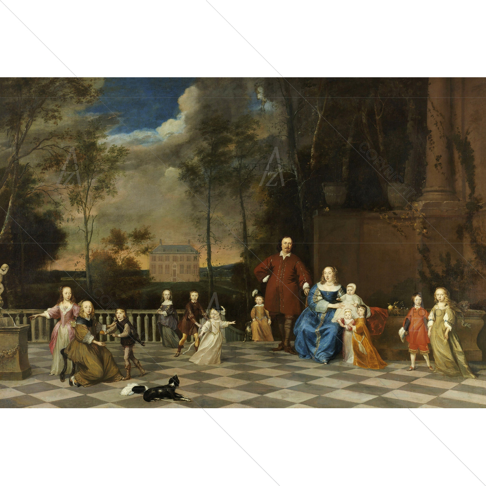 Amsterdam Merchant Jeremias Van Collen and his Family, 1655-57 — custom-size art design 5010962