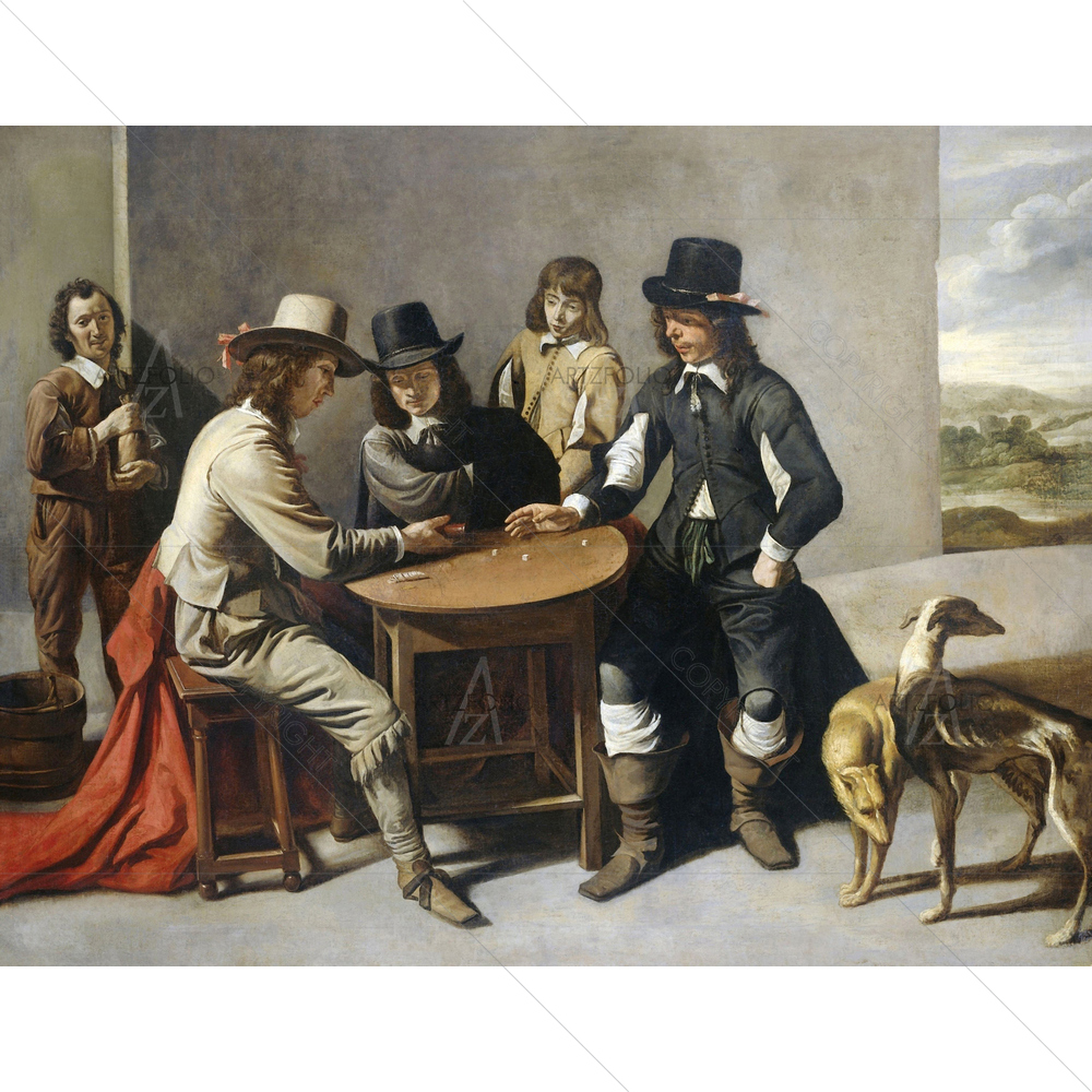 Dice Players The Gamblers, 1630-80 — Ancient custom art by ArtzFolio