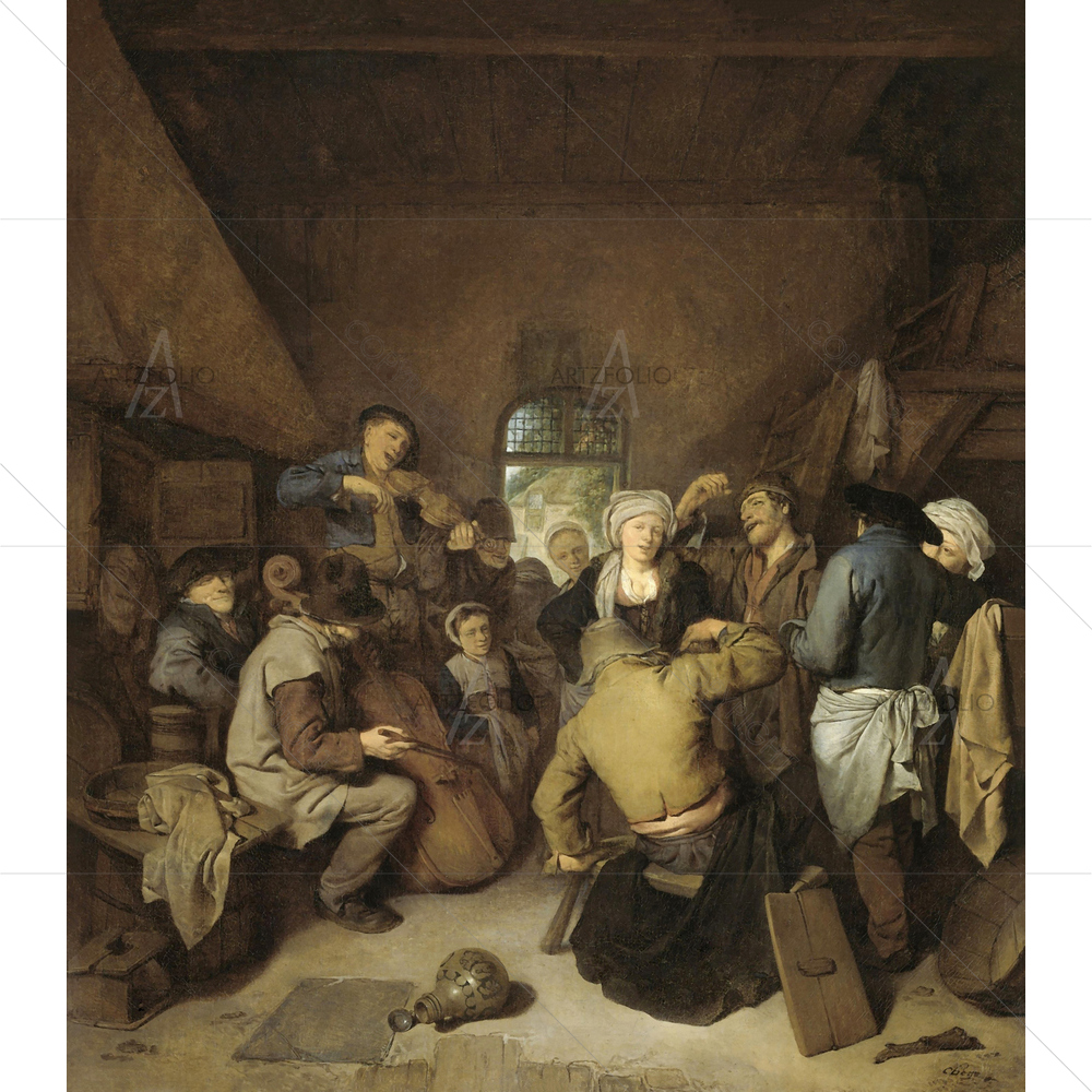 Peasants making Music and Dancing, Cornelis Bega, 1650-64 — Ancient custom art by ArtzFolio