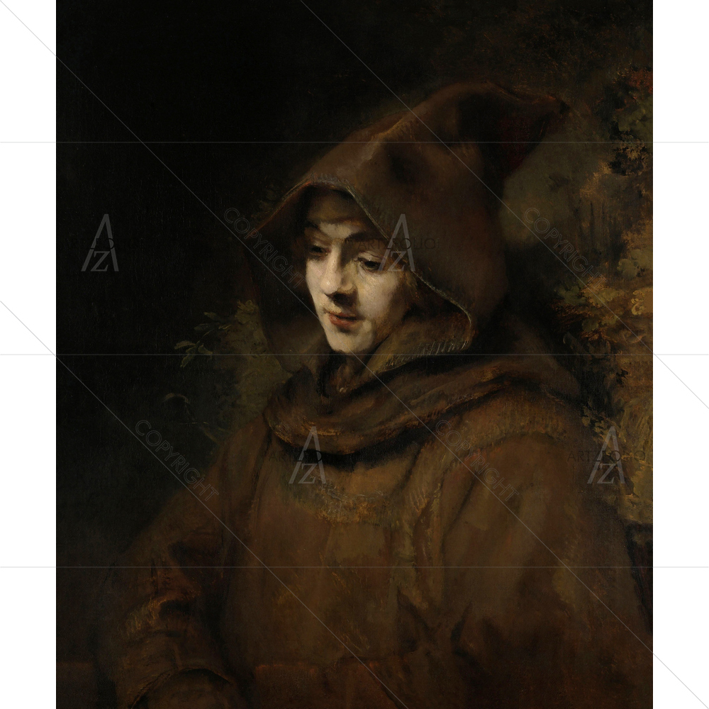 Rembrandt's Son Titus in Monk's Habit, Rembrandt Van Rijn, 1660 — Devotional custom art by ArtzFolio