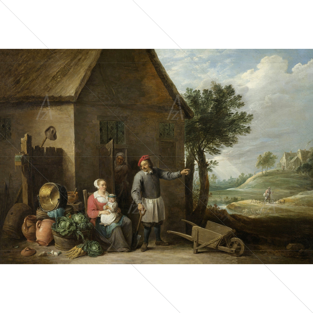 Peasant with His Family in Farmhouse, David Teniers, 1640-70 — Ancient custom art by ArtzFolio