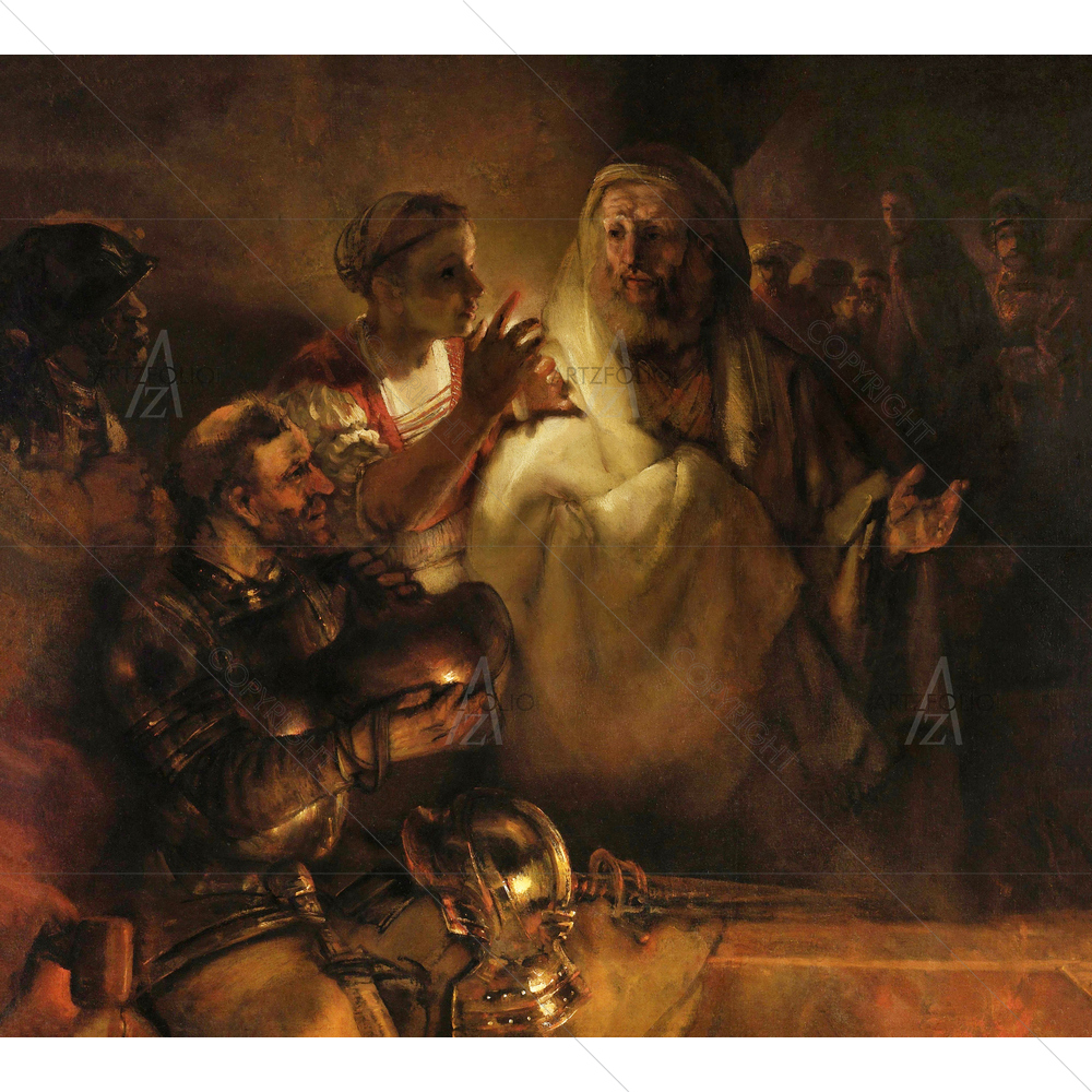 Denial of St. Peter, Rembrandt Van Rijn, 1660 — Devotional custom art by ArtzFolio