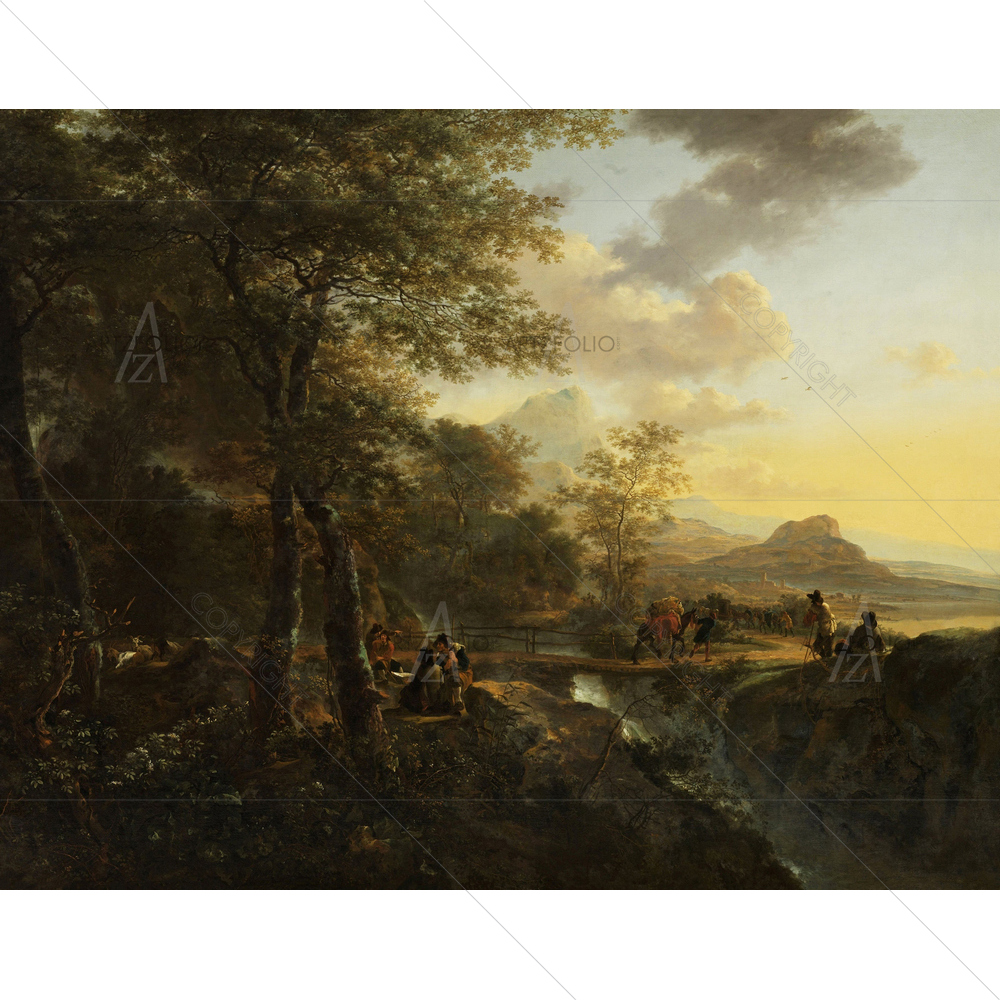 Italian Landscape with Draughtsman, Jan Both, 1650-52 — custom-size art design 5010984