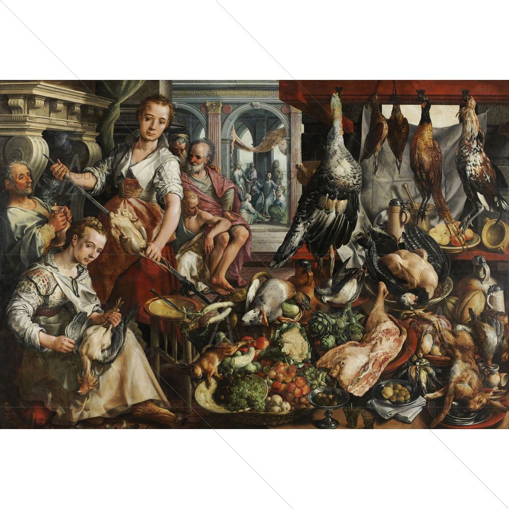 House of Martha and Mary, Joachim Bueckelaer, 1566 — Devotional custom art by ArtzFolio