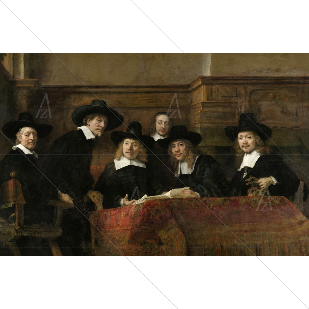 The Syndics, Rembrandt Van Rijn, 1662 — Ancient custom art by ArtzFolio