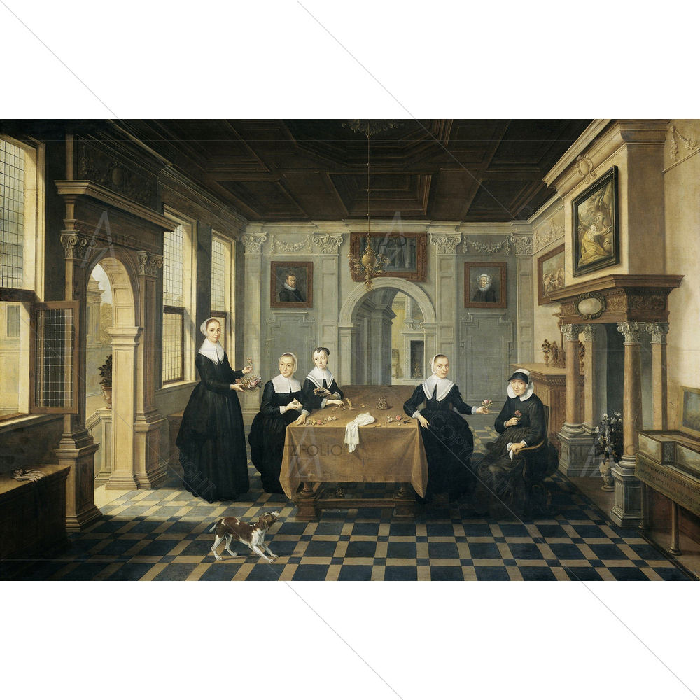 Five Ladies in an Interior, 1630-48 — custom-size art design 5010991
