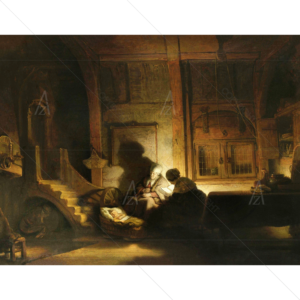 Holy Family at Night, Rembrandt Van Rijn, 1642-48 — custom-size art design 5010992