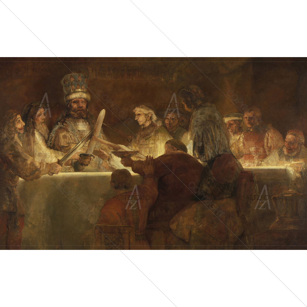 Conspiracy of Batavians under Claudius Civilis, Rembrandt, 1661-62 — Ancient custom art by ArtzFolio
