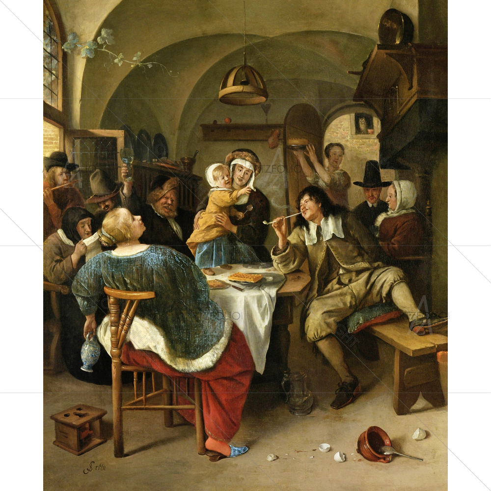 Family Scene, Jan Steen — Ancient custom art by ArtzFolio