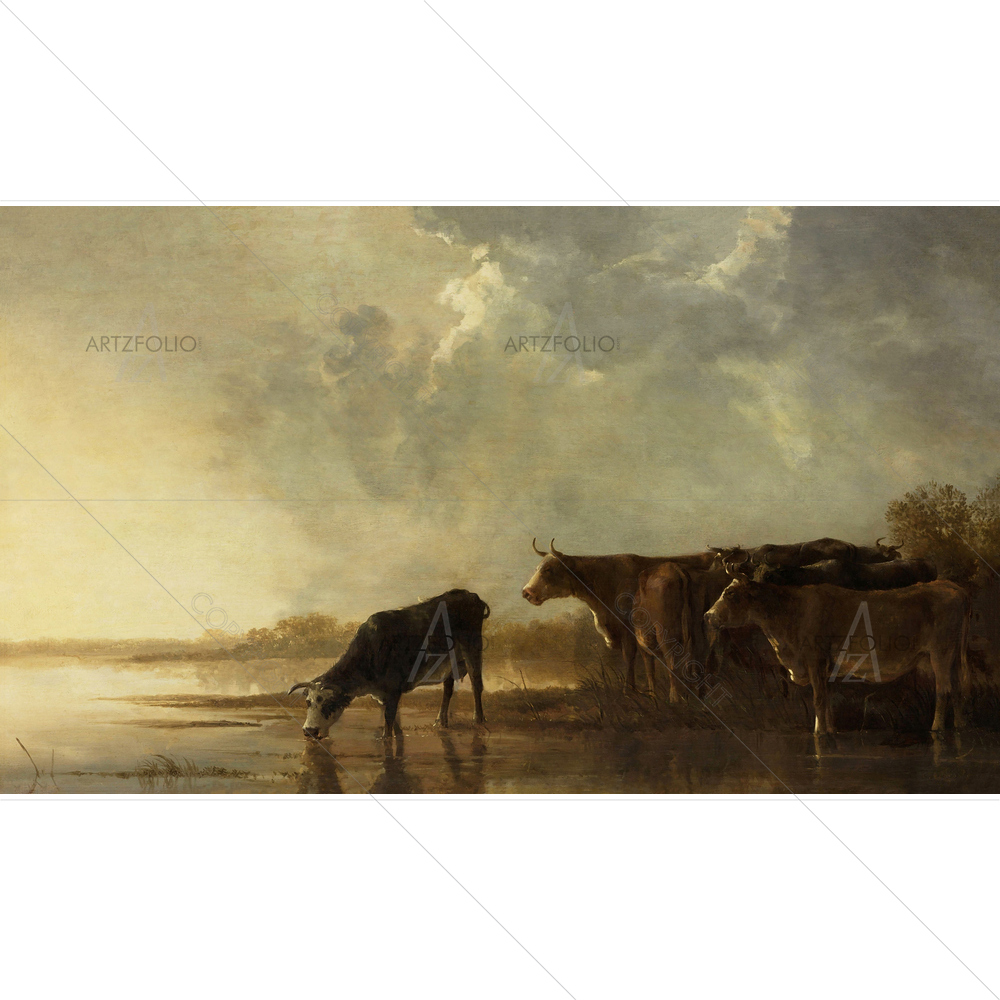 River Landscape with Cows, Aelbert Cuyp, 1640-50 — Ancient custom art by ArtzFolio