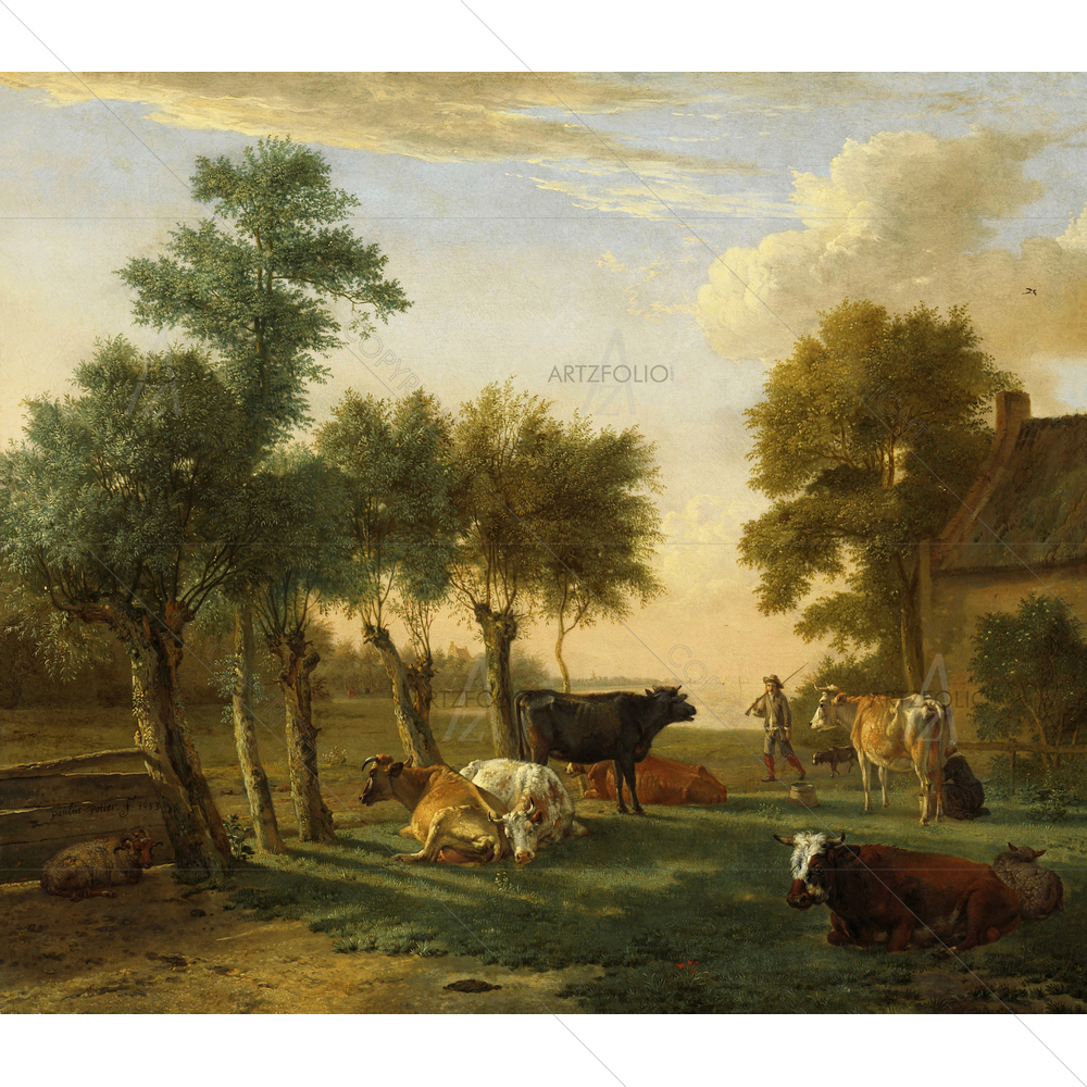 Cows in Meadow, Paulus Potter, 1653 — custom-size art design 5011005