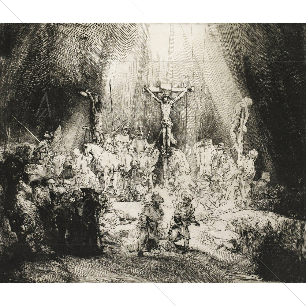 Three Crosses, Rembrandt Van Rijn, 1633 — Devotional custom art by ArtzFolio
