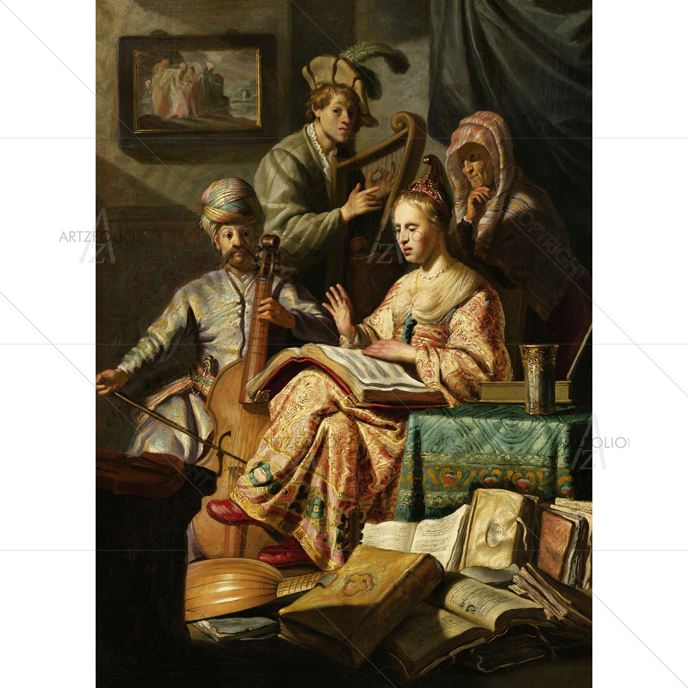 Musical Company, Rembrandt Van Rijn, 1626 — custom-size art design 5011010