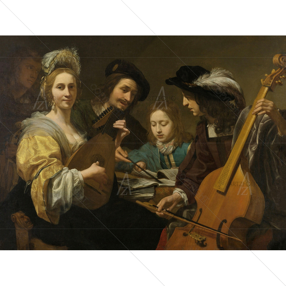 Musical Party, Gerard Van Kuijl, 1651 — Ancient custom art by ArtzFolio