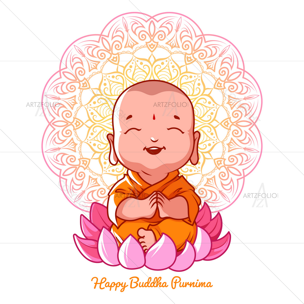 Little Meditating Lord Buddha on Lotus D2 — custom-size art design 5011020