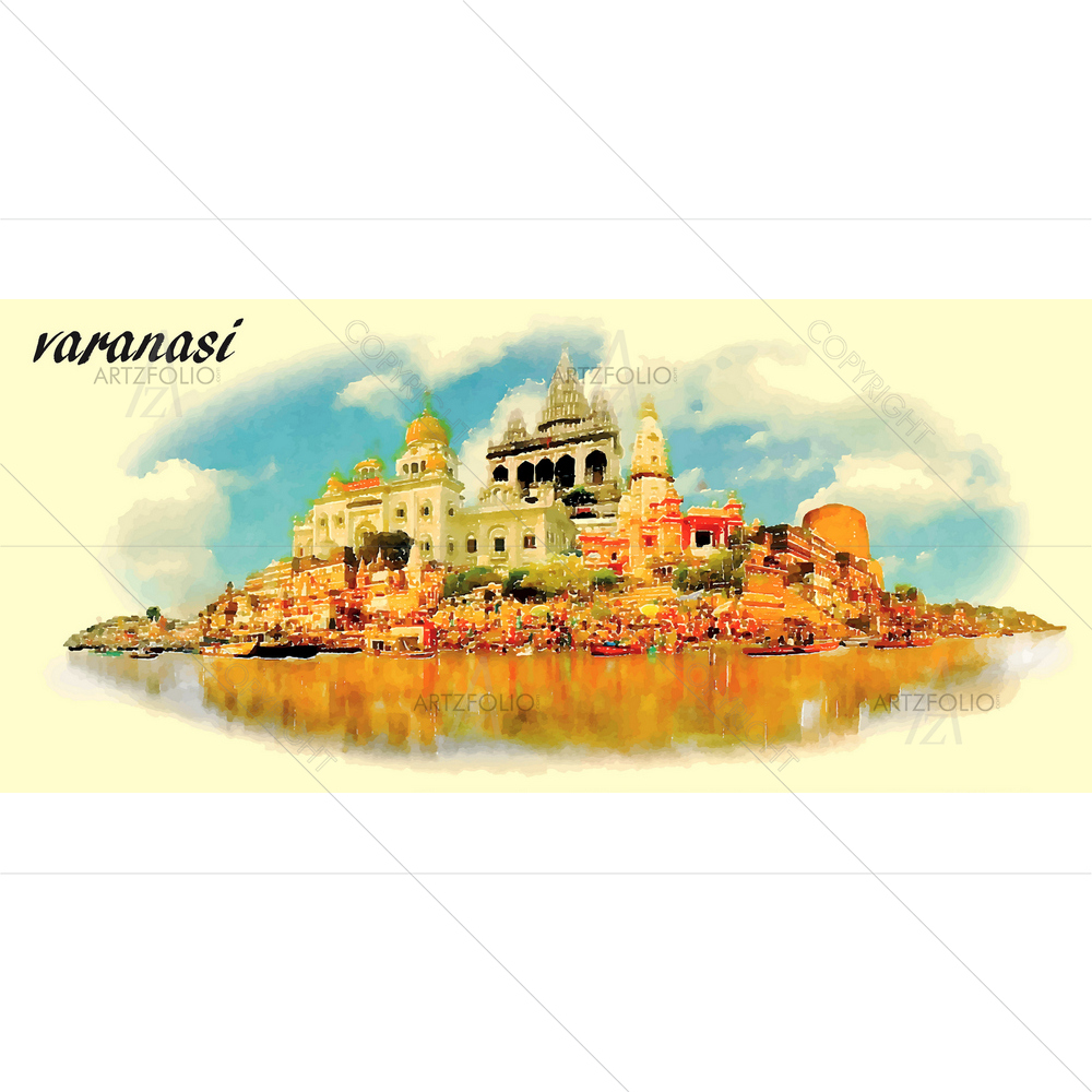 Watercolor Varanasi City — custom-size art design 5011027