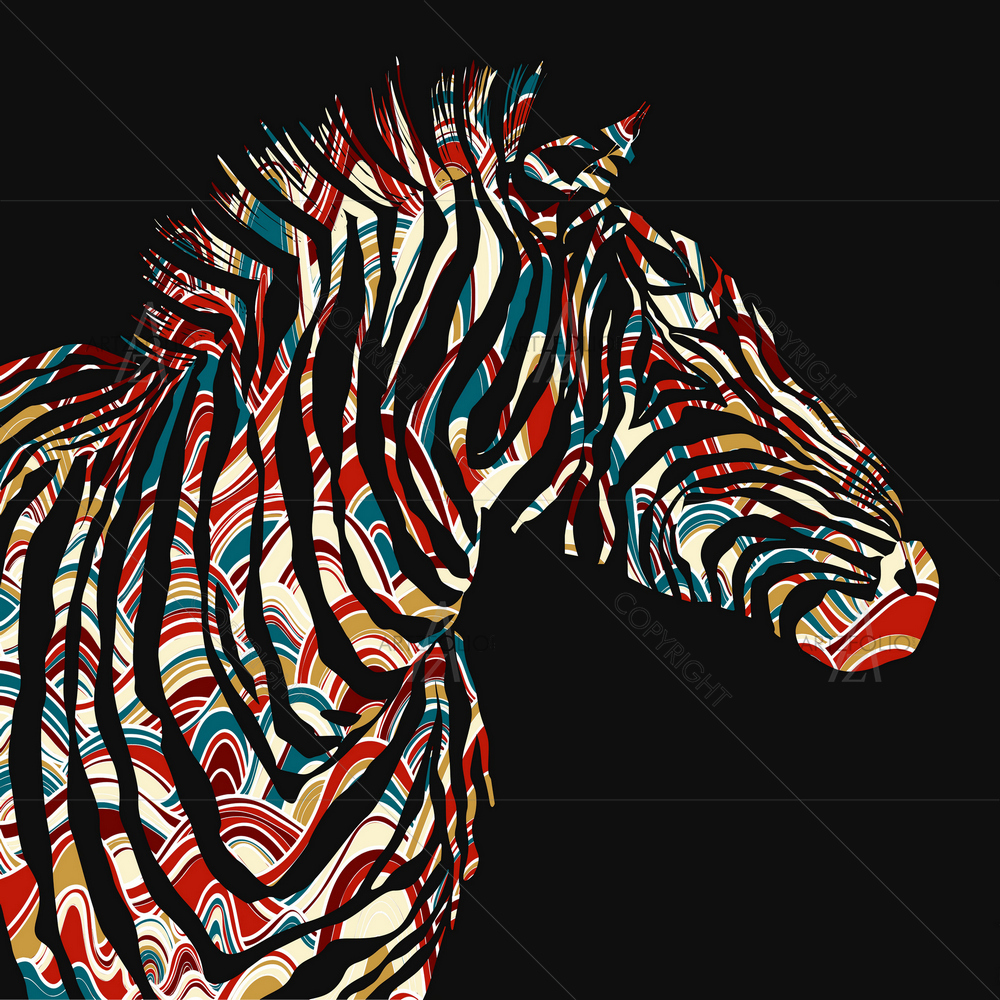 Watercolor Silhouette Zebra D2 — custom-size art design 5011030
