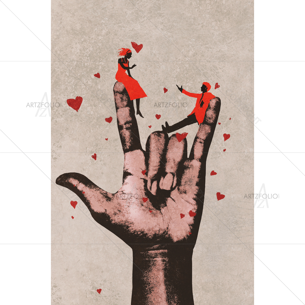 Big Hand with Couples — custom-size art design 5011032