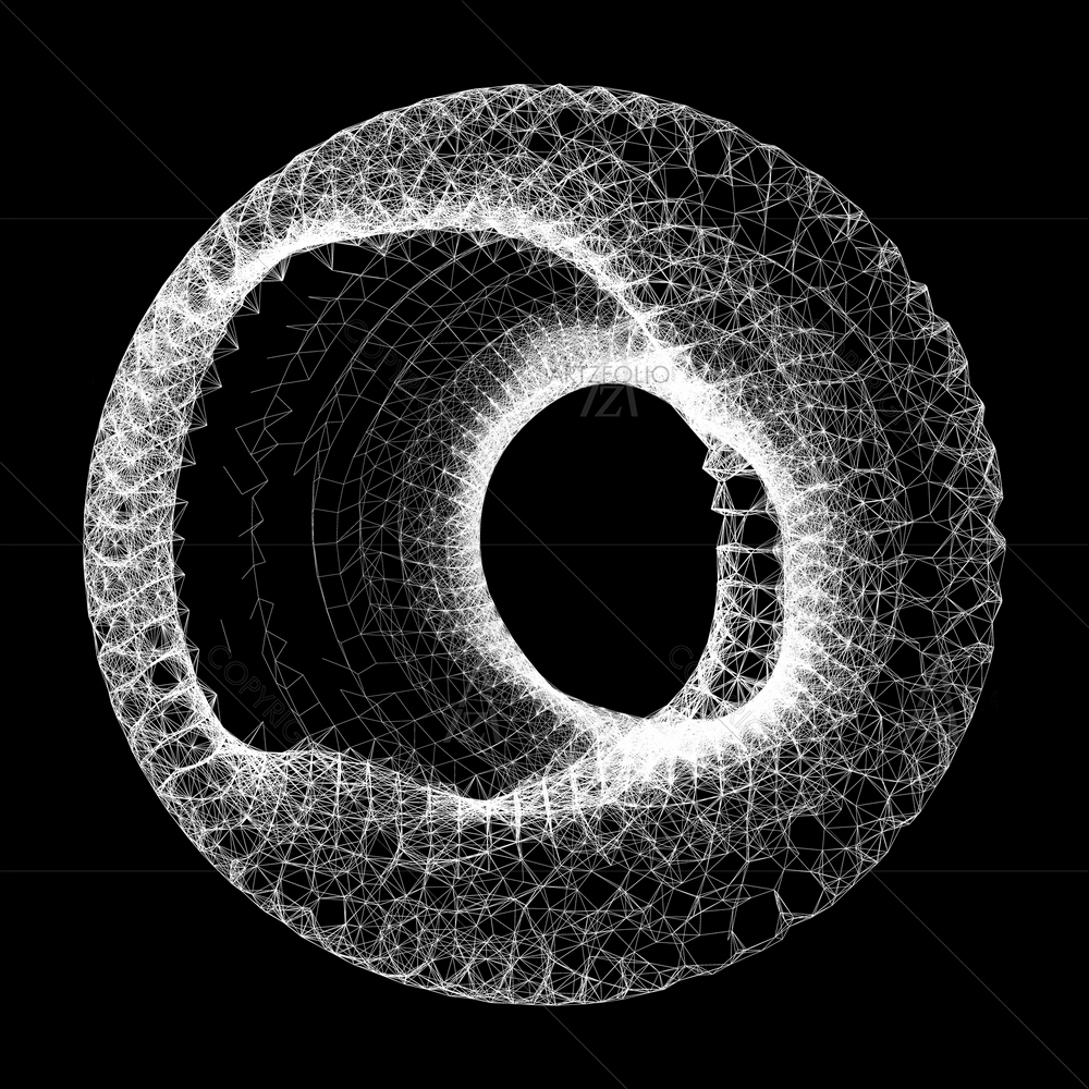 3D Wireframe Object with Lines and Dots — Abstract custom art by ArtzFolio