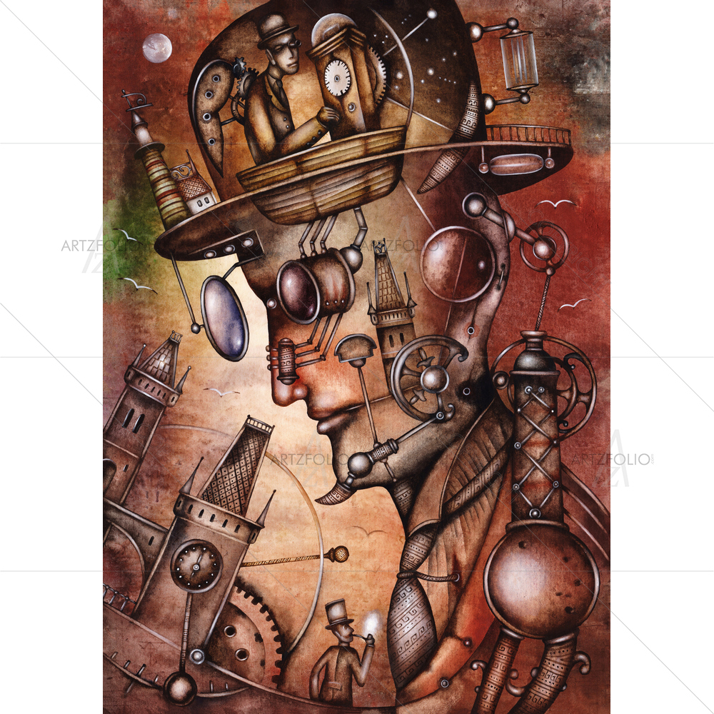 Steampunk Man D8 — Ancient custom art by ArtzFolio