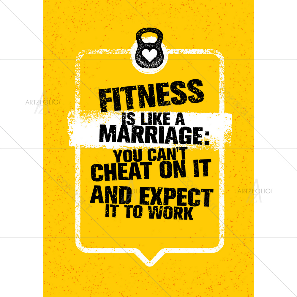 Fitness is Like Marriage Motivational Quote — Cross custom art by ArtzFolio