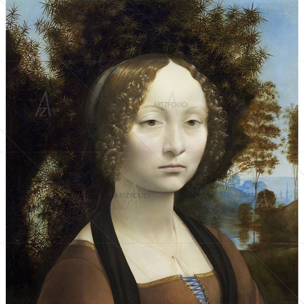 Ginevra De' Benci, Leonardo Da Vinci, 1474-78 — custom-size art design 5011061