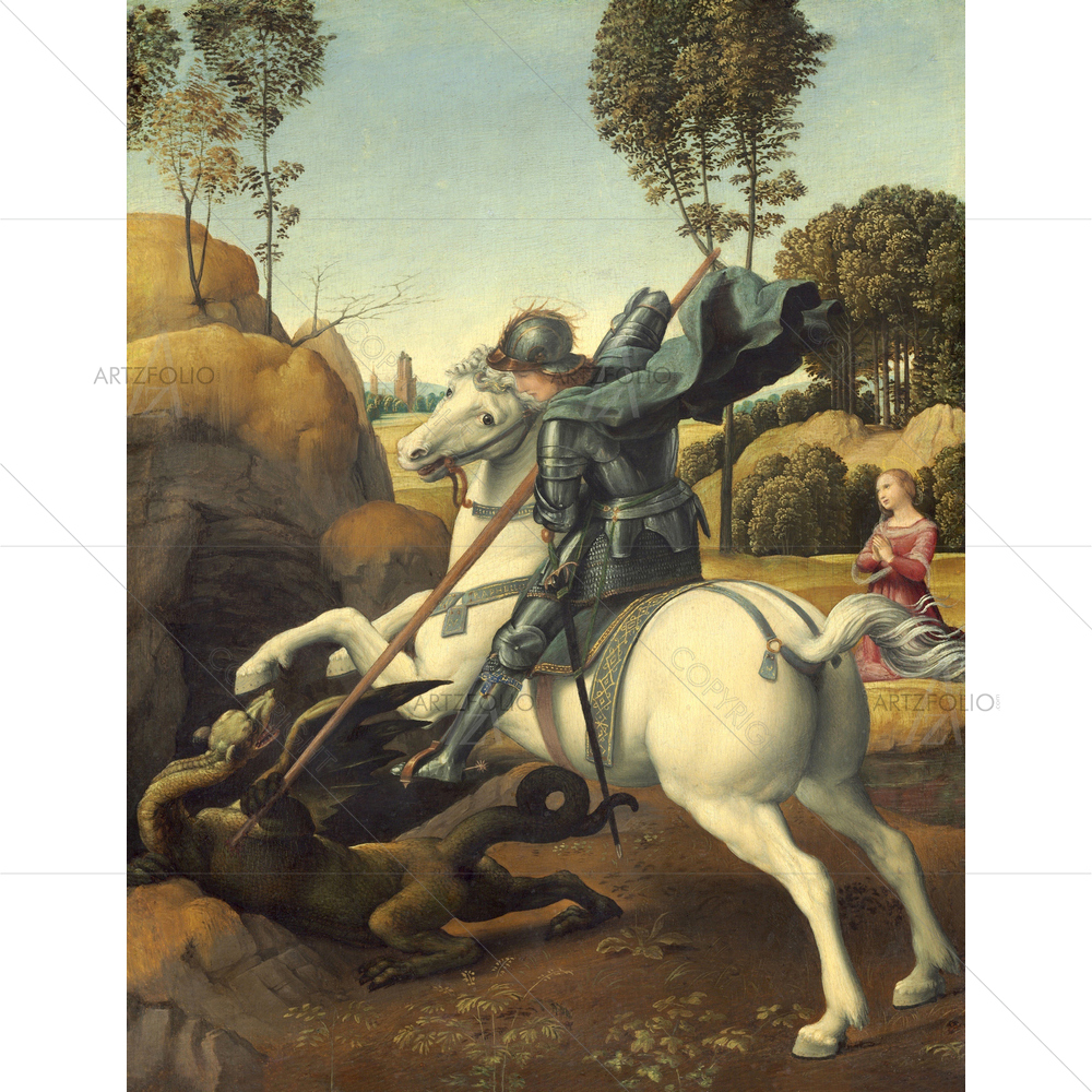 Saint George and Dragon, Raphael, 1506 — Devotional custom art by ArtzFolio