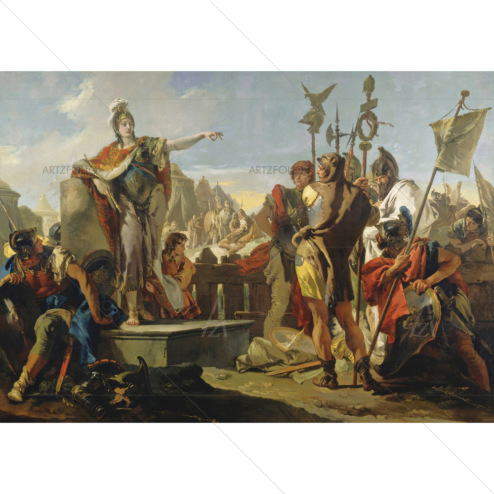 Queen Zenobia Addressing Her Soldiers, Giovanni Tiepolo, 1725-30 — custom-size art design 5011071