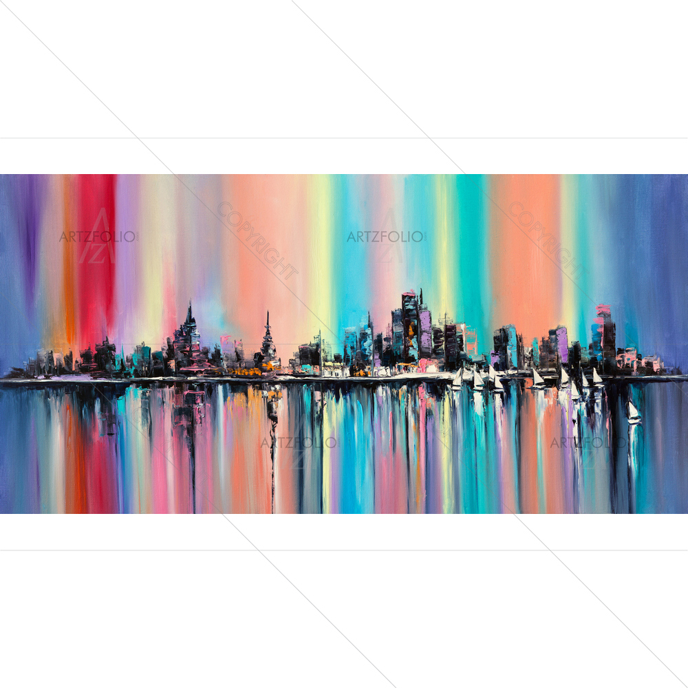 Rainbow City — Abstract custom art by ArtzFolio