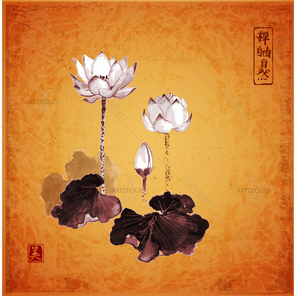 Vintage Lotus Flower — custom-size art design 5011112