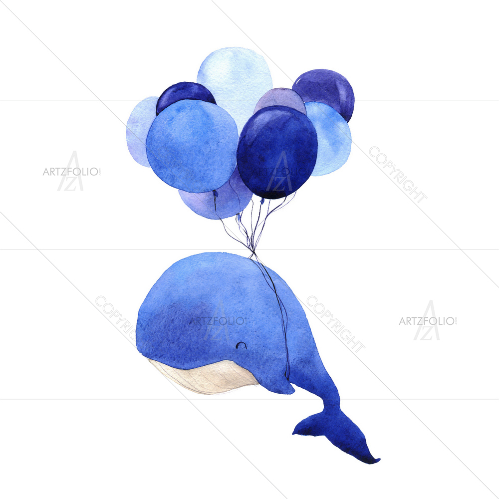 Whale with Balloons — custom-size art design 5011130