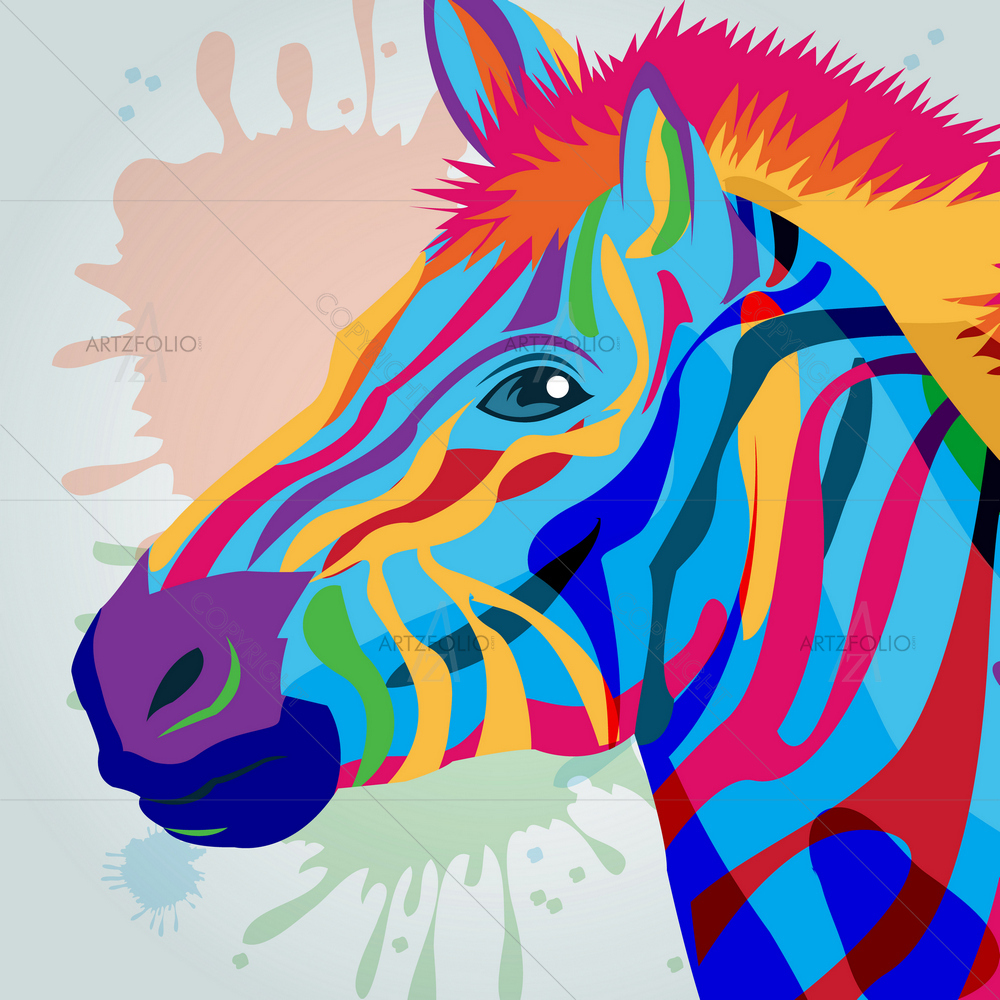Colorful Zebra D1 — Animals custom art by ArtzFolio