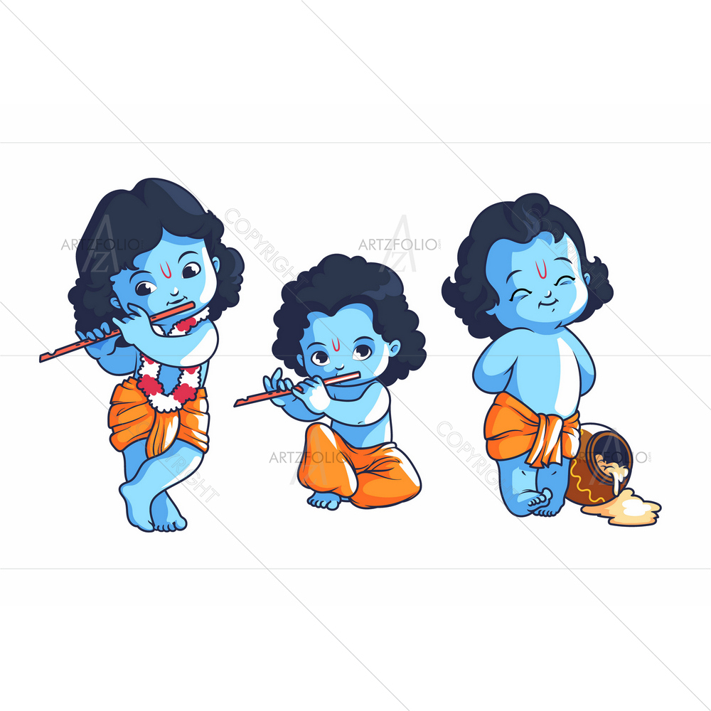 Little God Krishna — Devotional custom art by ArtzFolio