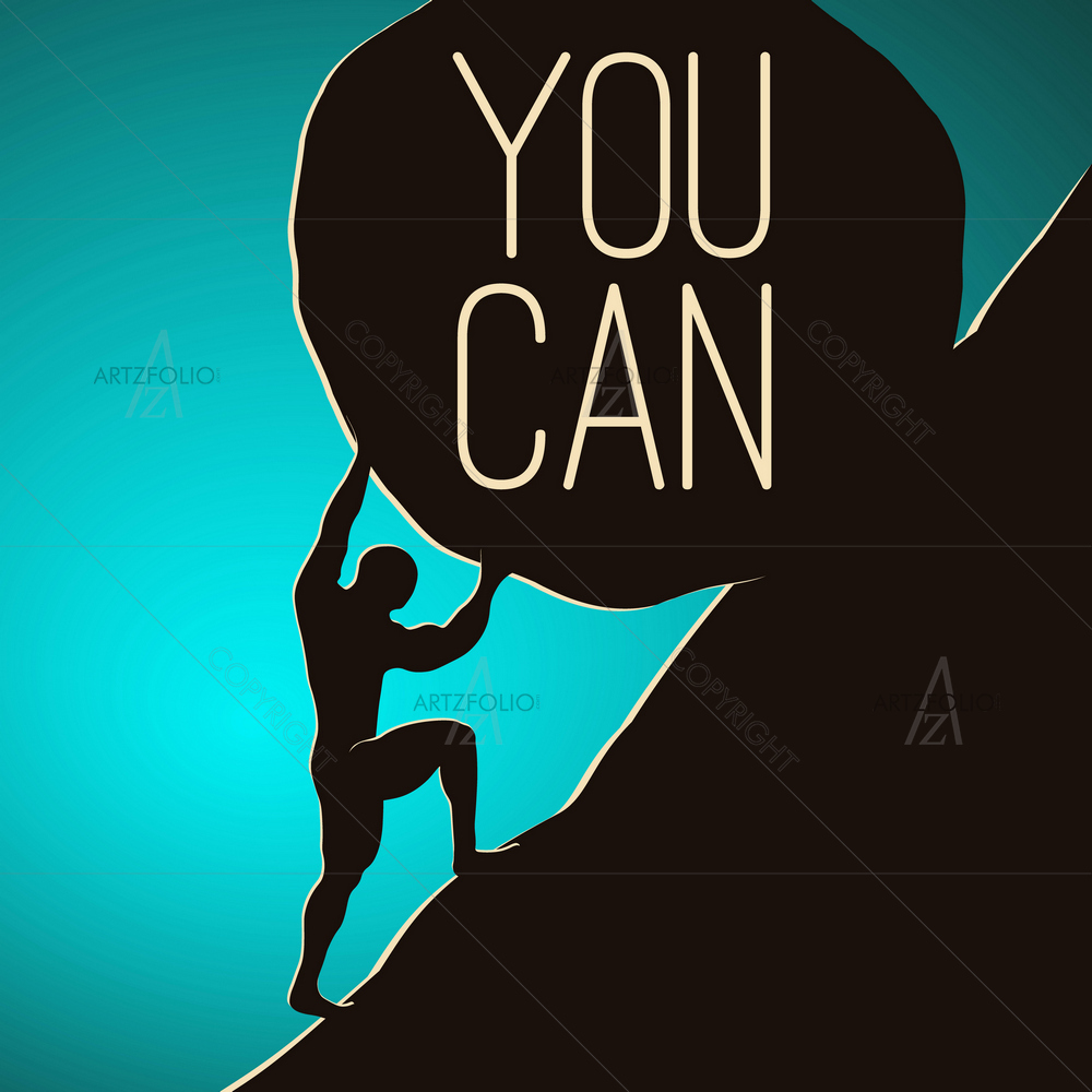 Man Pushing Rock Motivation — custom-size art design 5011151
