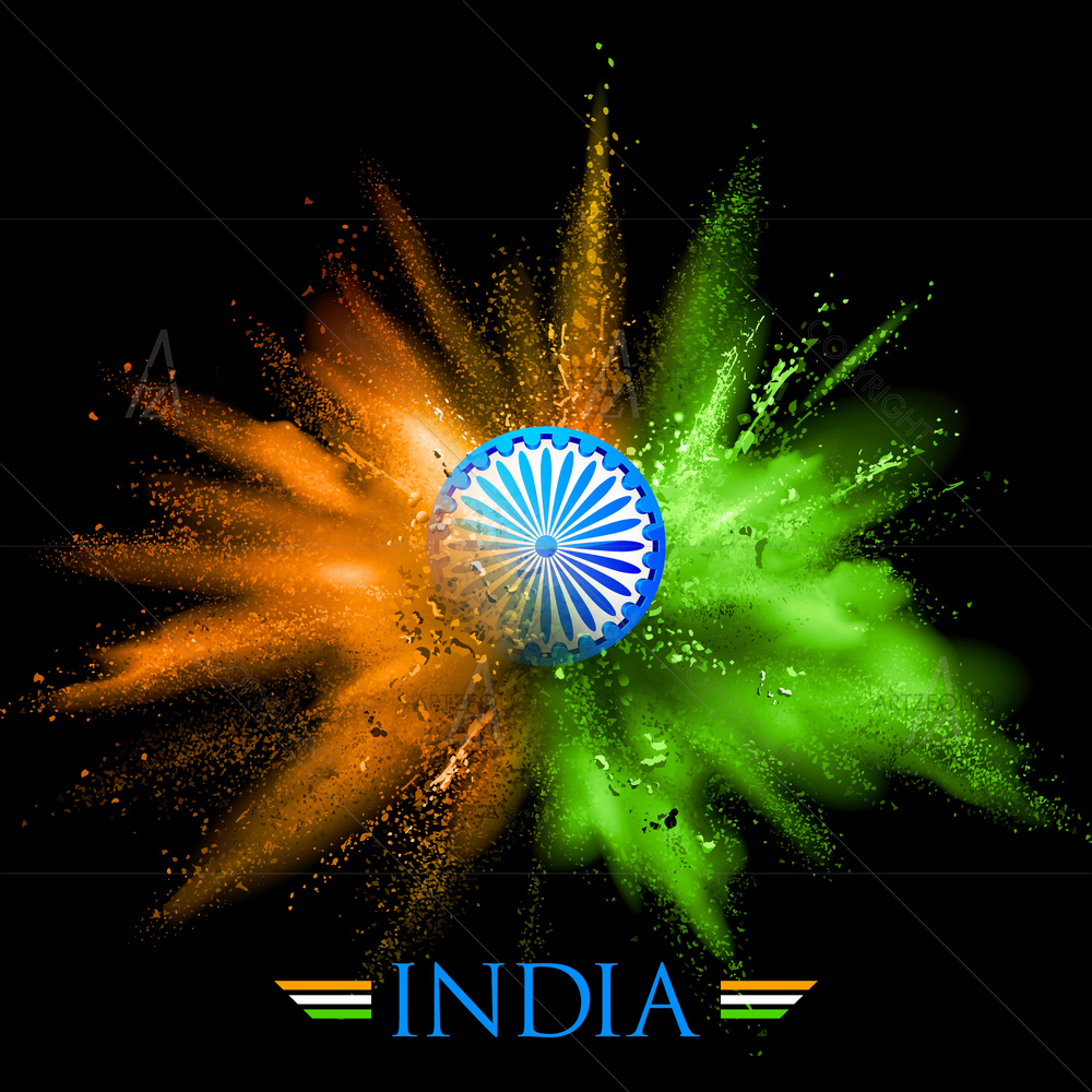 Tricolor smoke with Ashoka Chakra — Countries custom art by ArtzFolio
