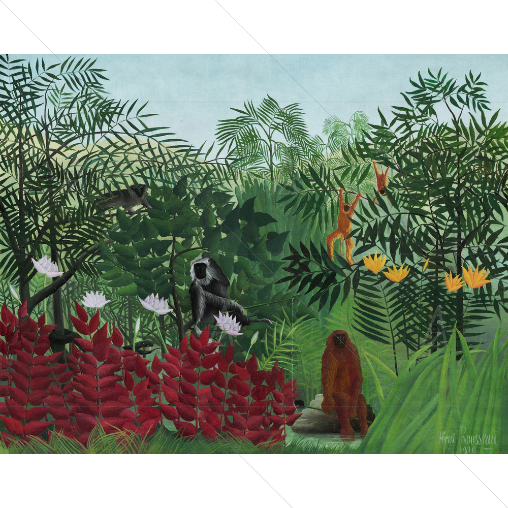 Tropical Forest with Monkeys, Henri Rousseau, 1910 — custom-size art design 5011158