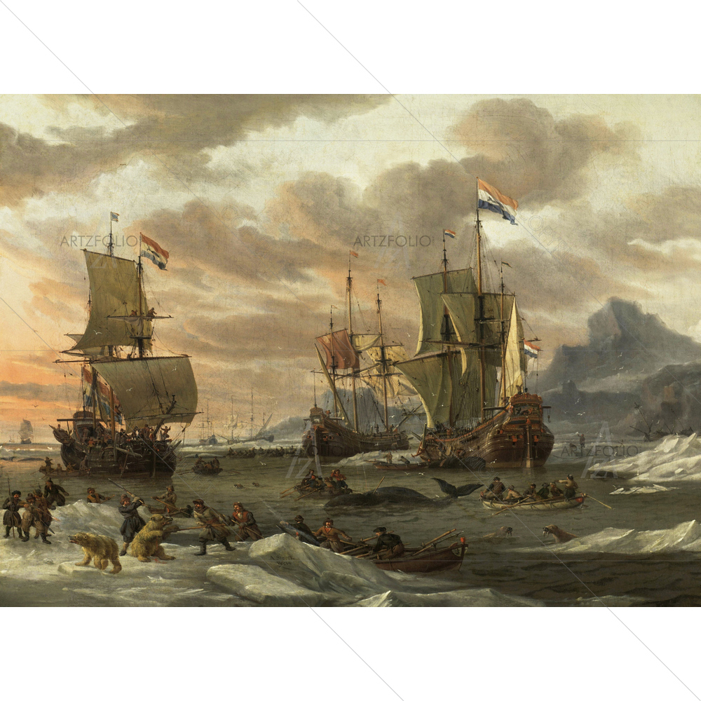Whaling Grounds in Arctic Ocean, Abraham Storck, 1660-99 — Baroque custom art by ArtzFolio