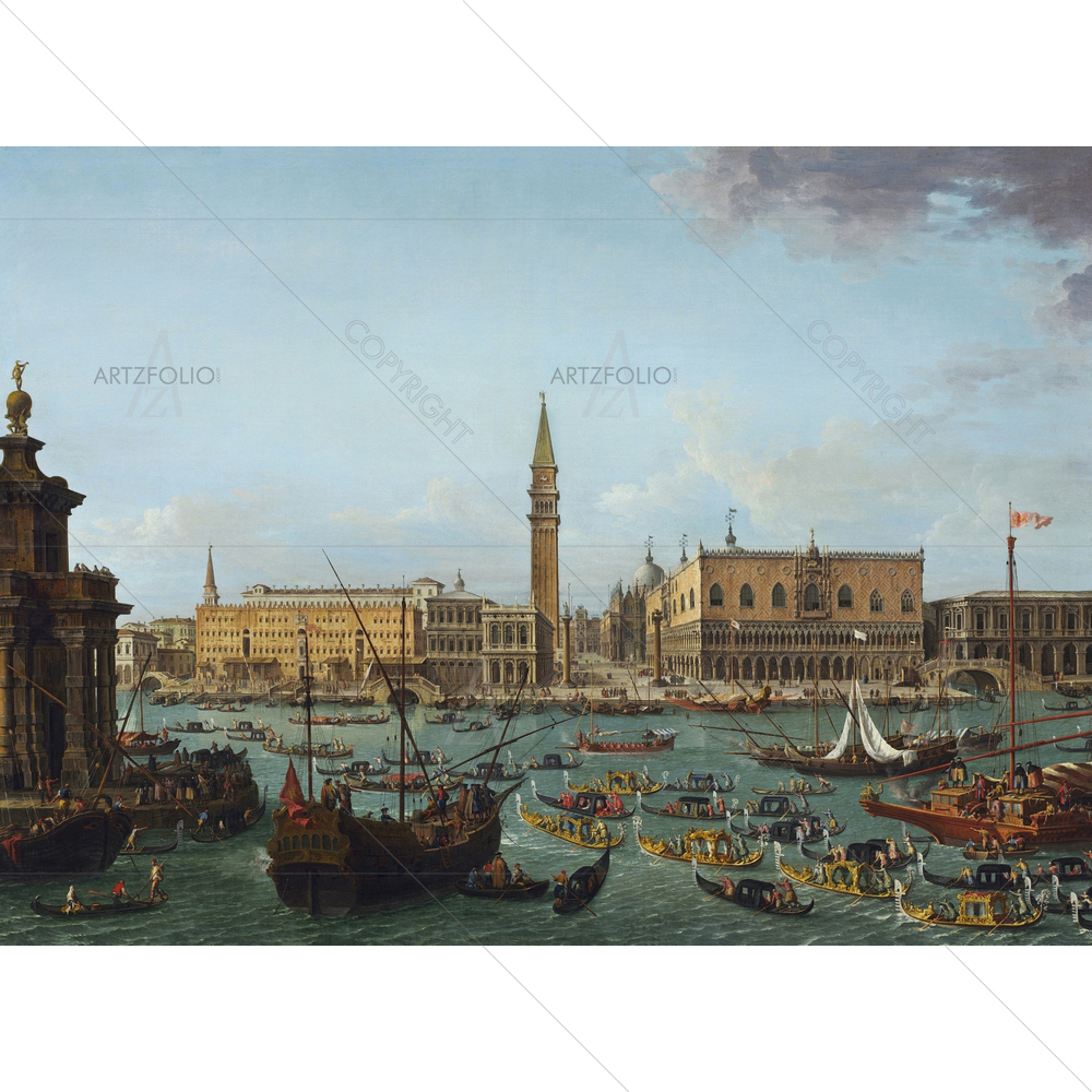 Gondolas in Bacino Di San Marco, Antonio Joli, 1742-60 — custom-size art design 5011169