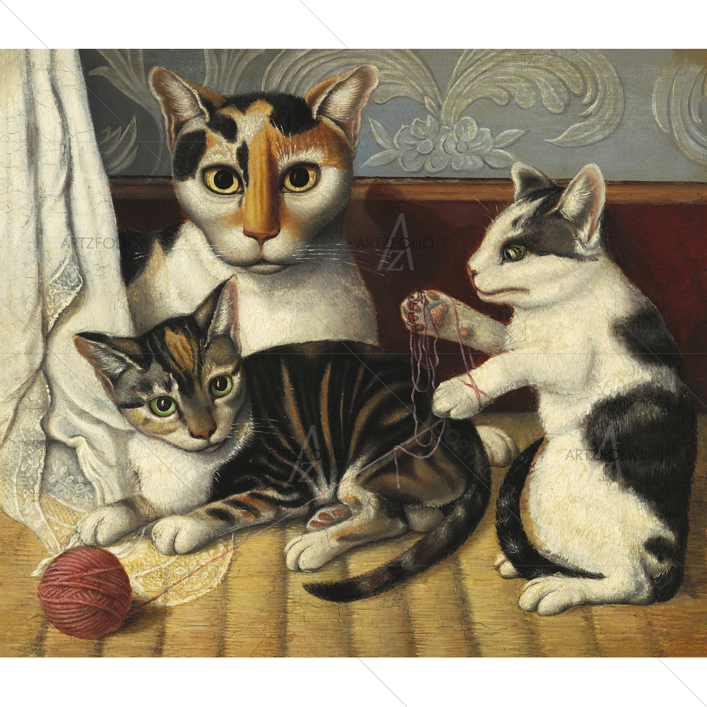 Cat and Kittens — American custom art by ArtzFolio