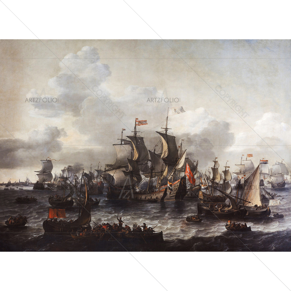 The Battle of Zuider Zee, Jan Blanckerhoff and Johannes Kinnema, 1663 — Baroque custom art by ArtzFolio